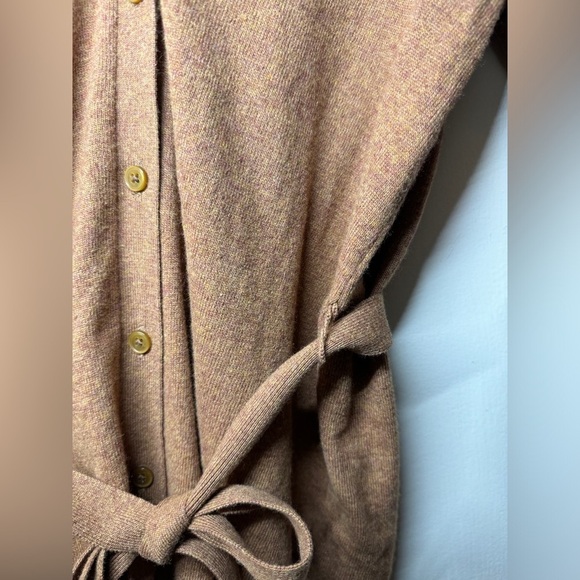 J.Crew Factory Wool Blend Belted Button Front Longline Cardigan Brown Sweater S - Picture 7 of 16